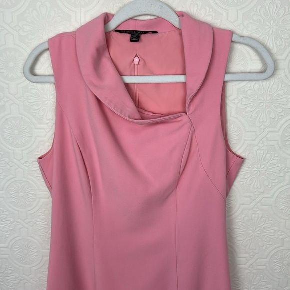 Black Halo Asymmetrical Light Pink Blaze Sheath Dress Sleeveless Collar Career - Picture 6 of 9